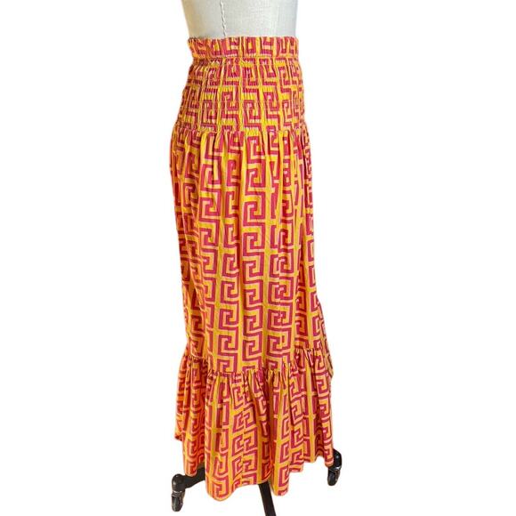 NWOT Rhode Artie Smocked Waist Skirt in Orange, Red & Pink - Size XS X-Small - Picture 5 of 6